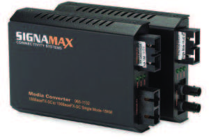 100BaseFX Singlemode to Multimode Media Converters Converter Signamax Flexibility Extends Transmission Distance via MM to SM Fiber Conversion 100BaseFX SC/SM, 15 km Span to 100BaseFX ST/MM, 2 km Span 100BaseFX SC/SM, 40 km Span to 100BaseFX ST/MM, 2 km Span